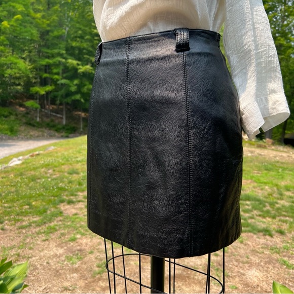 Wilson’s Genuine Leather Mini Skirt Black Pencil Lined Maxima Vintage Size 4 - Picture 1 of 11